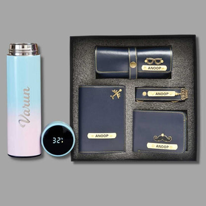 Personalized Luxury Gift Hamper for Men with Customized Wallet & Smart Bottle | gifti5