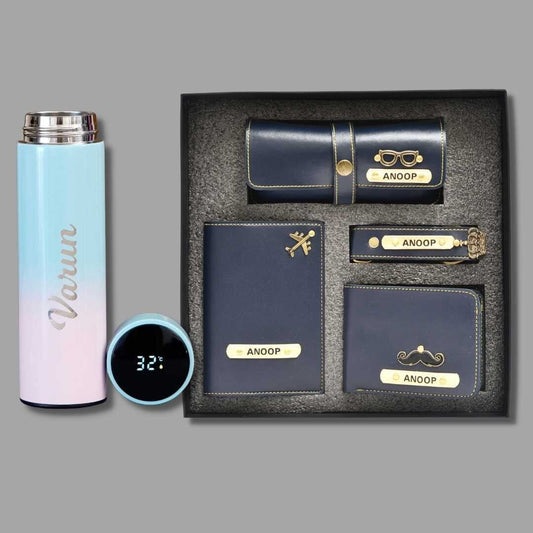 Personalized Luxury Gift Hamper for Men with Customized Wallet & Smart Bottle | gifti5