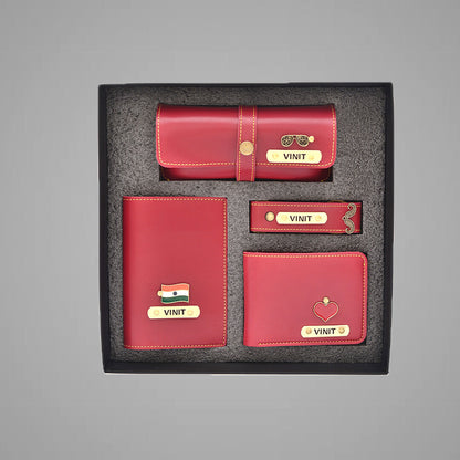 Customized Men's Combo (Customized Wallet, Glasses Case, Passport Cover, Keychain, Temperature Bottle)