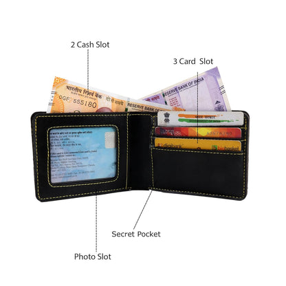 Men Gift Combo of 5 - Customized Wallet, Name Key Ring, Passport Cover & Customized Eye Wear Cover with Name and Charm & 1 Hot & Cold Flask Smart Temperature Bottle 500ml