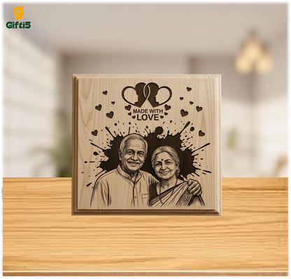 Customized Engraved Wooden Photo Frame | Personalized Family Plaque by Gifti5