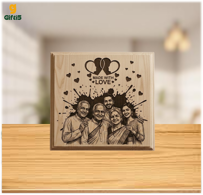 Customized Engraved Wooden Photo Frame | Personalized Family Plaque by Gifti5