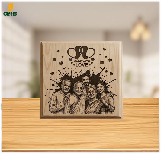 Customized Engraved Wooden Photo Frame | Personalized Family Plaque by Gifti5